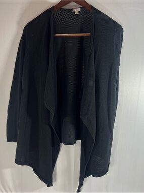 J. Jill Black Open Front Cardigan Shrug Sweater Women Size XL Short Sleeve